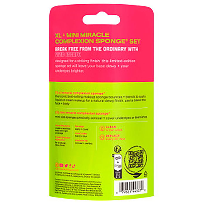 Real Techniques Estuche Esponjas Vivid Escape XL + Mini Miracle Complexion 4 Piezas - Aplicación Uniforme de Base, Tecnología 3 Puntos, Libre de Crueldad Animal