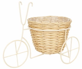DKD Home Decor Macetero Metal y Fibra Triciclo Natural