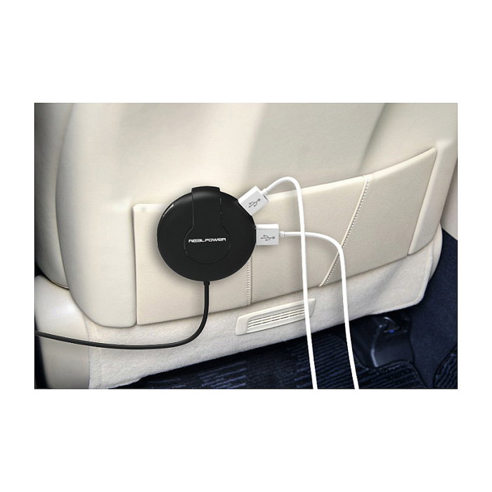 Realpower Cargador de Coche 6 Puertos USB 5V 2400mA Total 47W 1.5m Cable Negro para Encendedor