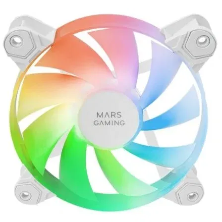 Mars Gaming MF-4A Kit de 4 Ventiladores ARGB 120mm Blanco, Iluminación 360º, FDB Silencioso, MF4AW