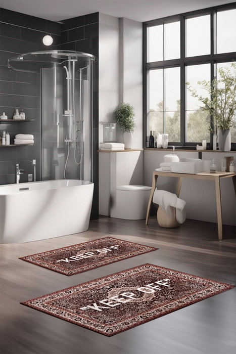 Mijölnir CT-5426 Juego de 2 Alfombrillas de Baño de Poliéster Antideslizantes y Antibacterianas 40x60cm y 60x100cm