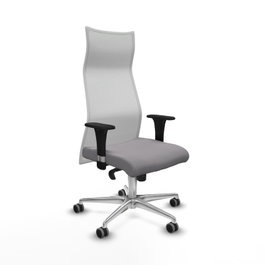 PIQUERAS Y CRESPO Sillón Albacete con Mecanismo Sincro, Similpiel Gris y Malla Blanca