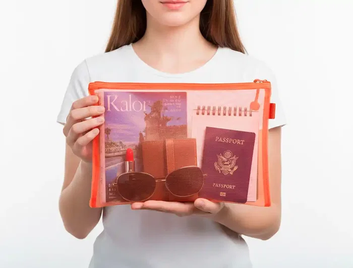 Liderpapel Bolsa zipper bag de poliéster transpirable multiusos DIN A4 naranja