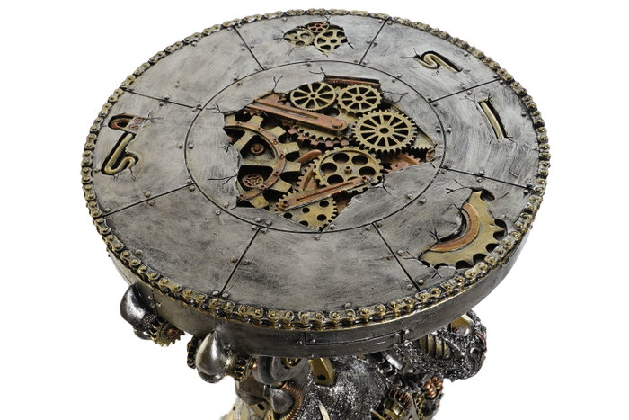 DKD Home Decor Mesita Auxiliar de Resina Steampunk Gris DKD Home Decor Mesita Auxiliar de Resina Steampunk Gris