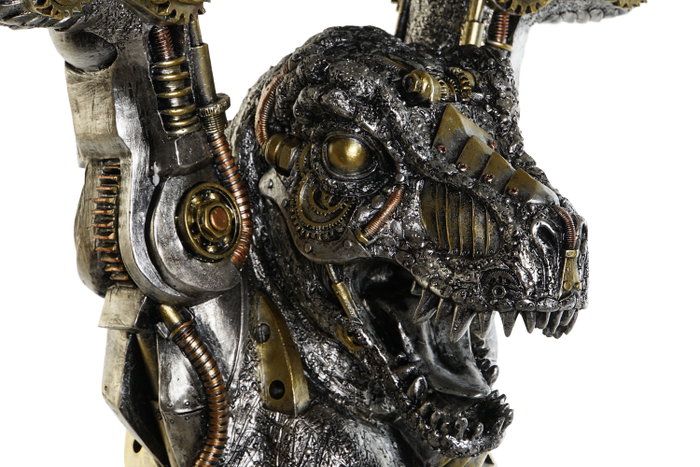 DKD Home Decor Mesita Auxiliar de Resina Steampunk Gris DKD Home Decor Mesita Auxiliar de Resina Steampunk Gris