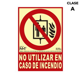 Normaluz Cartel de extinción "No utilizar en caso de incendio" clase A, PVC 1mm, 21x30 cm, rótulo de prohibición rojo/beige
