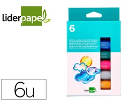 Liderpapel Témpera sólida en barra de 10 g, caja de 6 colores surtidos metalizados