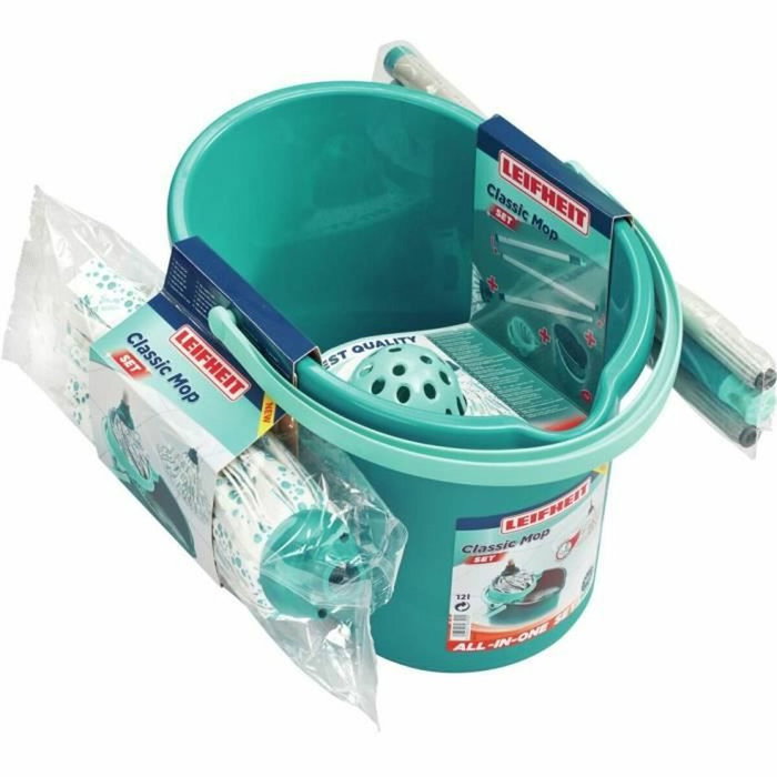 Leifheit Juego de limpieza de suelos con fregona de viscosa, cubo y escurridor Leifheit Juego de limpieza de suelos con fregona de viscosa, cubo y escurridor