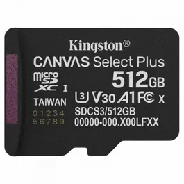 Kingston CANVAS Select Plus 512GB microSD Clase 10 UHS-I U1/U3 V30 A1 150MB/s