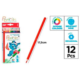 MP Lápices de colores de madera hexagonales, 12 uds