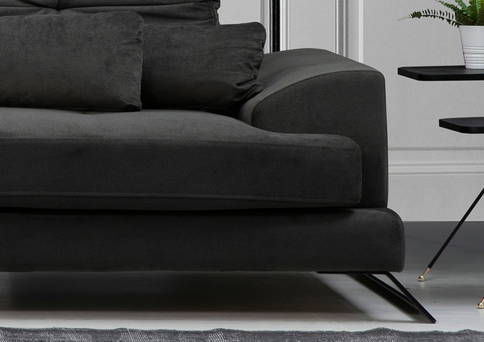 Atelier Del Sofa Sofá Esquinero Left (Chl+3R) Antracita 308x190cm, Comodidad y Estilo con Respaldo Ajustable y Patas Metálicas