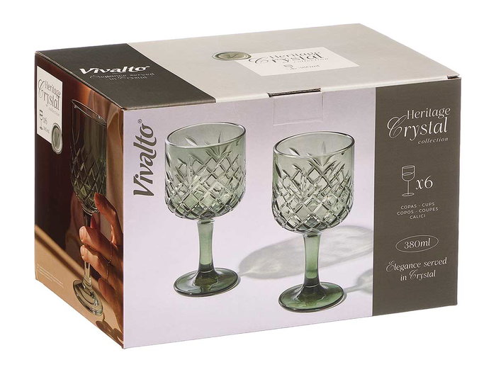 Vivalto Copa Troquelada 380 ml Verde Vidrio 9 x 17.1 x 9 cm (Set de 24)
