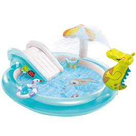 Intex Centro de Juegos Cocodrilo con Tobogán 57165NP - Piscina Infantil Multijuegos 201x170x84 cm