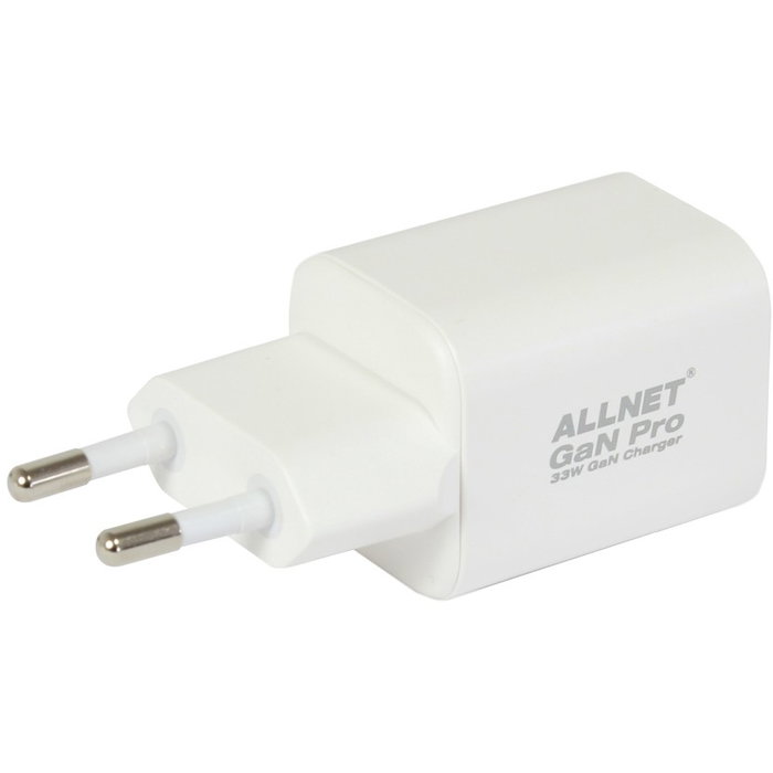ALLNET Cargador de red GaN 33W con USB-C PD y USB-A QC (Enchufe EU) ALLNET Cargador de red GaN 33W con USB-C PD y USB-A QC (Enchufe EU)