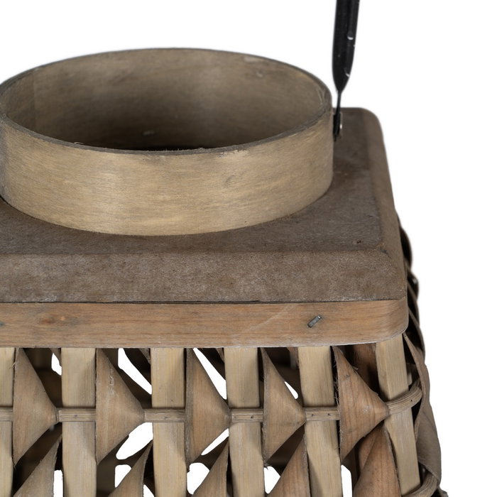 Farol Portavelas Gris Bambú Decoración 26 X 26 X 47 cm Farol Portavelas Gris Bambú Decoración 26 X 26 X 47 cm
