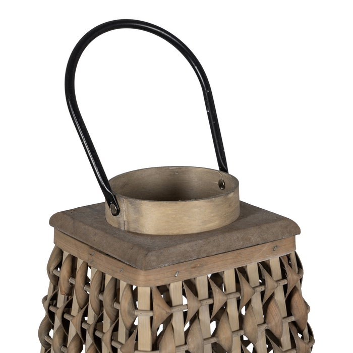 Farol Portavelas Gris Bambú Decoración 26 X 26 X 47 cm Farol Portavelas Gris Bambú Decoración 26 X 26 X 47 cm