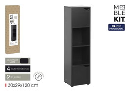 Inde Estantería Cubo 4 Compartimentos con 2 Puertas Mueble Kit, 30x29x120 cm