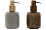 DKD Home Decor Dosificador Gris Marron Gres Gres 8.5 x 16 x 8.5 cm (2 Unidades)