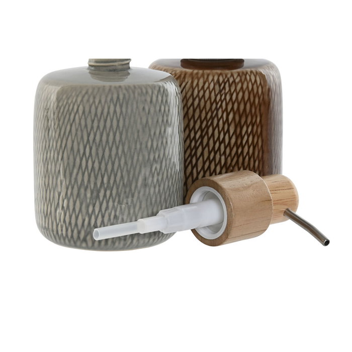 DKD Home Decor Dosificador de Gres PE Surtido Gris y Marrón (Pack de 2)