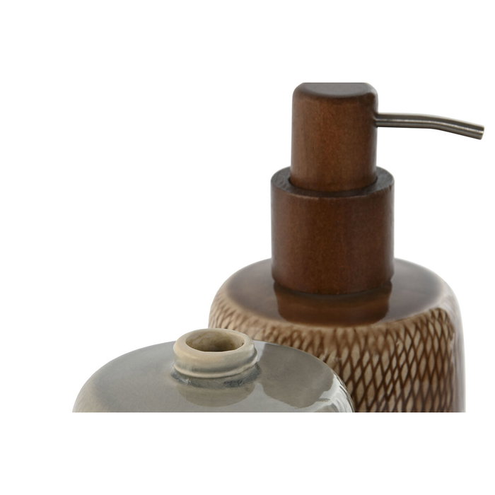 DKD Home Decor Dosificador de Gres PE Surtido Gris y Marrón (Pack de 2)
