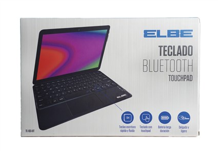 Elbe TE-103-BT Teclado Bluetooth Slim con Touchpad Negro para PC, Tablet, Smart TV y Móviles