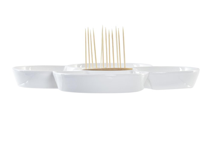 DKD Home Decor Bandeja para aperitivos Salitre Azul y Natural en Gres y Bambú DKD Home Decor Bandeja para aperitivos Salitre Azul y Natural en Gres y Bambú