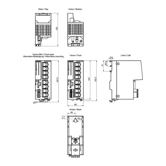 Siemens SCALANCE XC208 6GK5208-0BA00-2AC2 Switch IE Gestionable Layer 2, 8 Puertos - Switch Industrial Ethernet para WLAN Siemens SCALANCE XC208 6GK5208-0BA00-2AC2 Switch IE Gestionable Layer 2, 8 Puertos - Switch Industrial Ethernet para WLAN