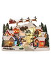 DKD Home Decor Ciudad Navidad Tradicional Multicolor Resina Led con Movimiento Musical 26.5 x 38 x 29 cm