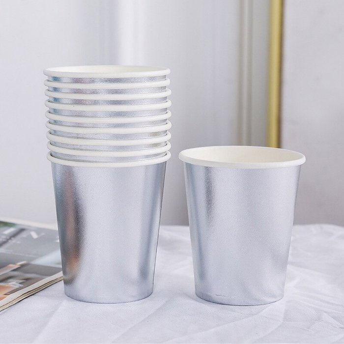 Algon Set 10 Vasos Cartón Plata 200 cc (7,3 x 8 x 7,3 cm) (36 Unidades)