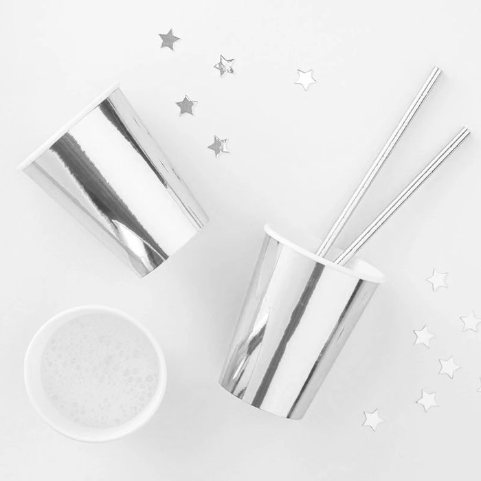 Algon Set 10 Vasos Cartón Plata 200 cc (7,3 x 8 x 7,3 cm) (36 Unidades)