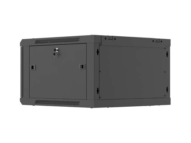 Lanberg Armario rack de pared 19 pulgadas 6U 600x600 negro puertas perforadas