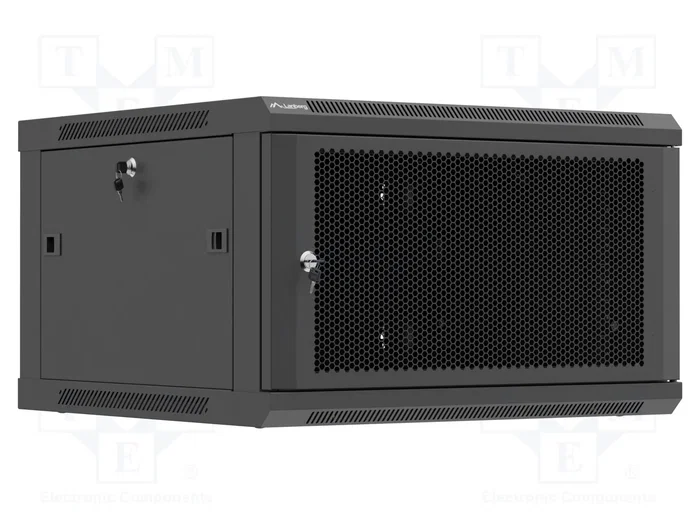 Lanberg Armario rack de pared 19 pulgadas 6U 600x600 negro puertas perforadas