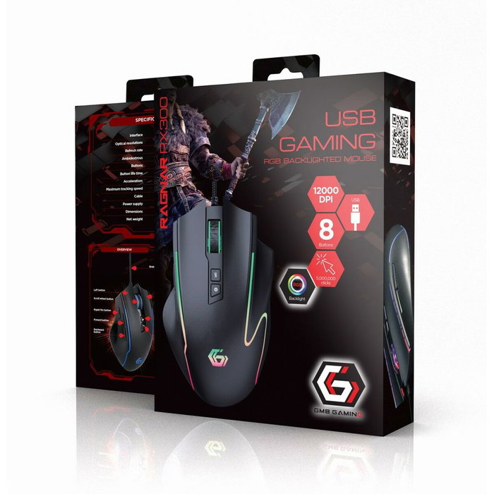 GEMBIRD MUSG-RAGNAR-RX300 Ratón para Juegos 12000 DPI Negro