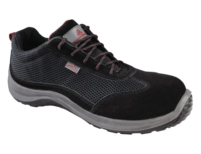 Deltaplus Zapatos de seguridad Asti piel serraje negro talla 43, puntera composite, suela composite antiperforación EN ISO 20345 S1PS