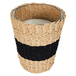 Home Deco Factory Vela Perfumada Aroma Madera de Jengibre en Cesta Bicolor Vidrio 20x24 cm 900g Colección Mirage