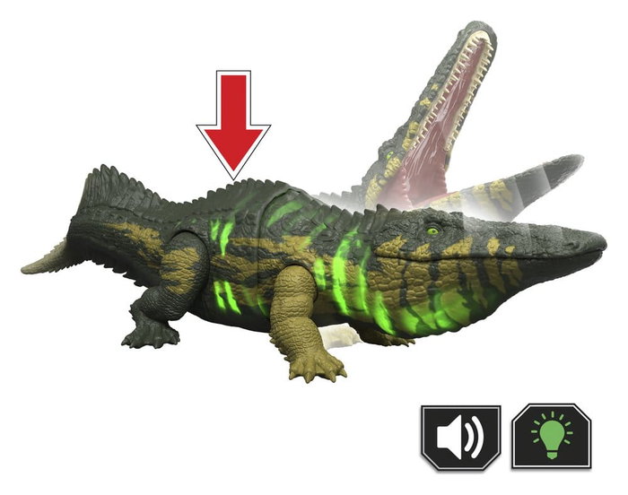 Mattel Jurassic World Wild Roar Stomatosuchus Figura de 37 cm