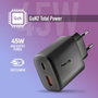 NGS ERA 45W BLACK Cargador de Pared GaN con USB-C y USB-A Negro