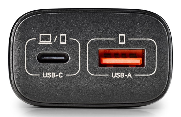 NGS Cargador de Pared GaN 45W USB-C y USB-A Negro
