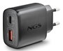 NGS Cargador de Pared GaN 45W USB-C y USB-A Negro