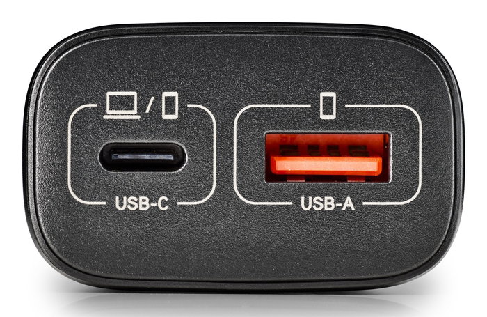 NGS ERA Cargador GaN de Pared 45W Negro con 1 Puerto USB-C (Power Delivery/PPS) y 1 Puerto USB-A (Quick Charge 3.0) para Smartphone, Tablet y Portátil - Carga Rápida