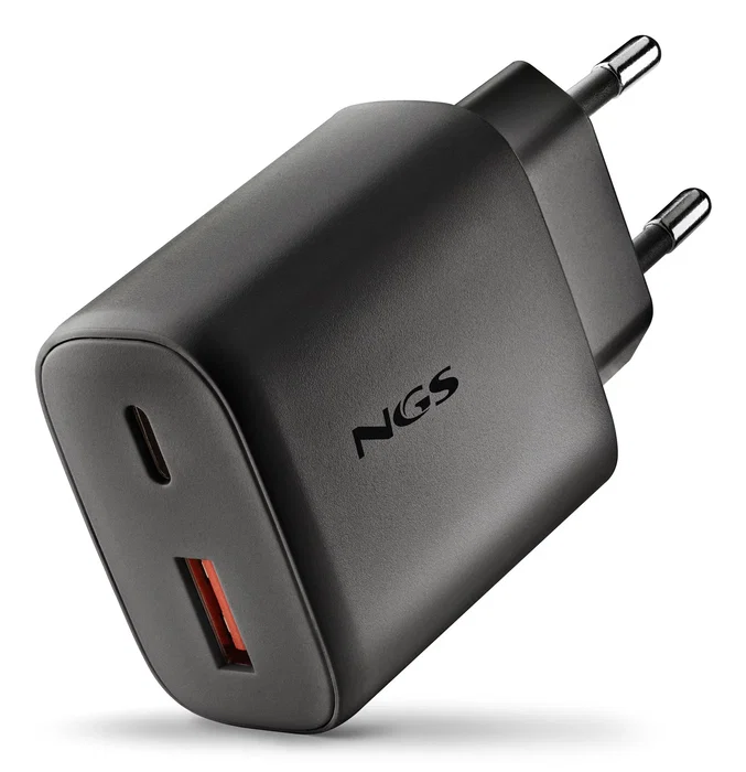 NGS Cargador de Pared GaN 45W USB-C y USB-A Negro