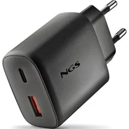 NGS Cargador de Pared GaN ERA 45W BLACK, 45W, 2 Puertos (USB-C + USB-A), Carga Rápida