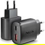 NGS Cargador de Pared GaN ERA 45W BLACK, 45W, 2 Puertos (USB-C + USB-A), Carga Rápida