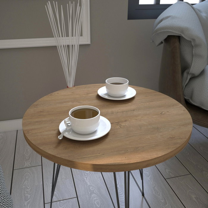 Hanah Home Mesa Auxiliar Caucasian Oak, Mesa Lateral Moderna con Patas de Metal, Tablero de Partículas Recubierto de Melamina, Color Roble Caucásico Hanah Home Mesa Auxiliar Caucasian Oak, Mesa Lateral Moderna con Patas de Metal, Tablero de Partículas Recubierto de Melamina, Color Roble Caucásico