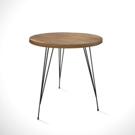 Hanah Home Mesa Auxiliar Caucasian Oak, Mesa Lateral Moderna con Patas de Metal, Tablero de Partículas Recubierto de Melamina, Color Roble Caucásico