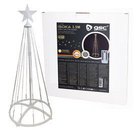 GSC Evolution Árbol LED Isoka 1,5M con 8 funciones, mando y luz cálida IP44
