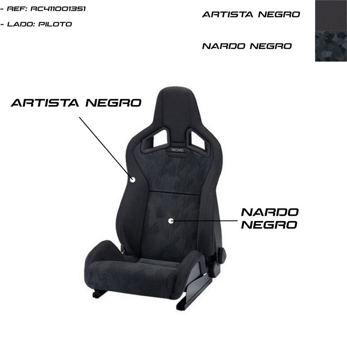 Recaro RC411001351 Sportster CS Asiento Deportivo con Airbag Lateral, Respaldo Abatible, Tejido Artista Nardo, Homologación ABE/TÜV, Para Calle y Track Day