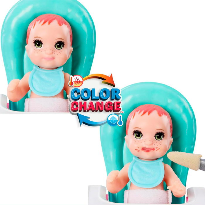 Barbie Muñeca Skipper Niñera Con Trona Y Bebe HTK35