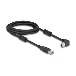 DeLOCK Cable USB 3.2 Gen 1 Tipo A a Tipo B Macho, 5 Gbps, 3 m, Negro, Conector en Ángulo Recto 90 Grados Derecho