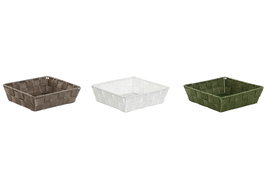DKD Home Decor Surtido de 3 Cestas de PP y Metal Brillante 19x19x6 cm